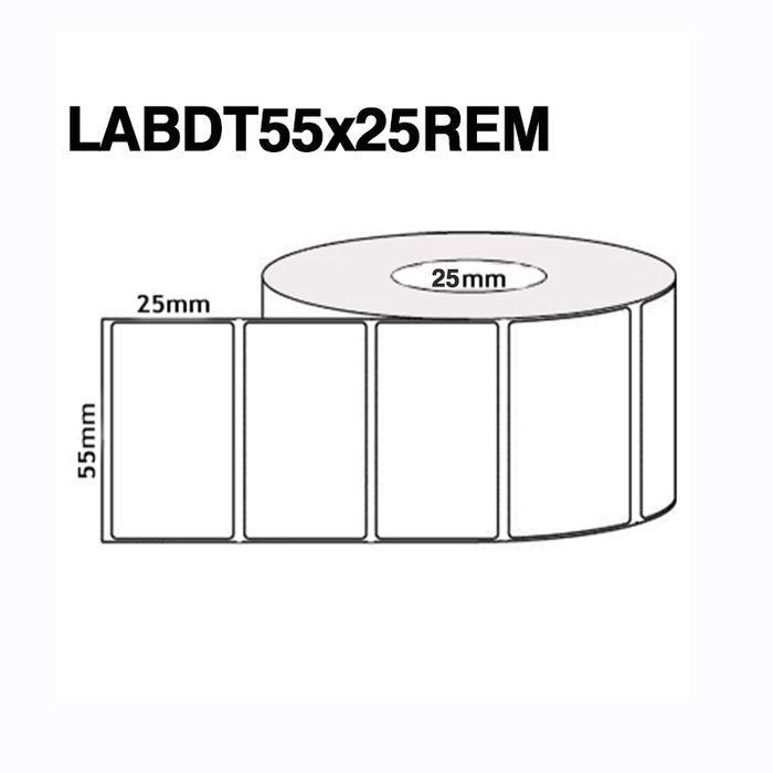 LABDT 55 X 25MM 25MM CORE 2250/ROLL DT Removable