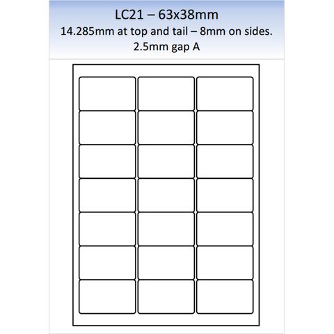 LC21 MATT REMOVABLE LASER SHEET 250 PER PACK