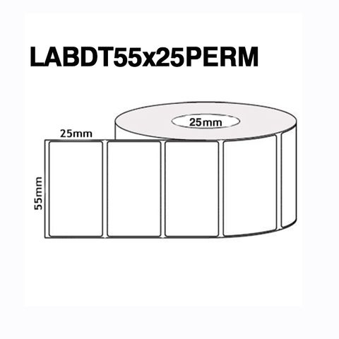 LABDT 55 X 25MM 25MM CORE 2250/ROLL DT Permanent