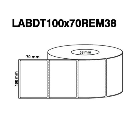 LABDT100 X 70MM 38MM CORE 500/ROLL DT REMOVABLE