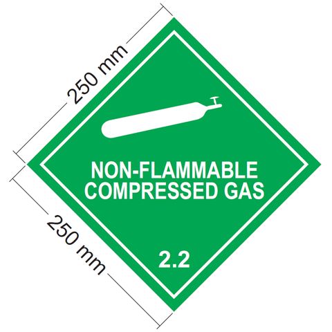 DANGEROUS GOODS LABEL NON -FLAMMABLE COMPRESSED GAS 2.2 250 x 250MM