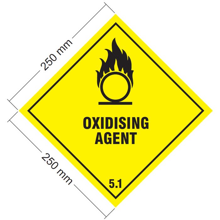 DANGEROUS GOODS LABEL OXIDISING AGENT 5.1 250 x 250MM