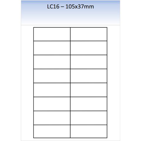 A4 Laser Sheet LC16 Matt Removable 250 per pack (105 x 37mm)