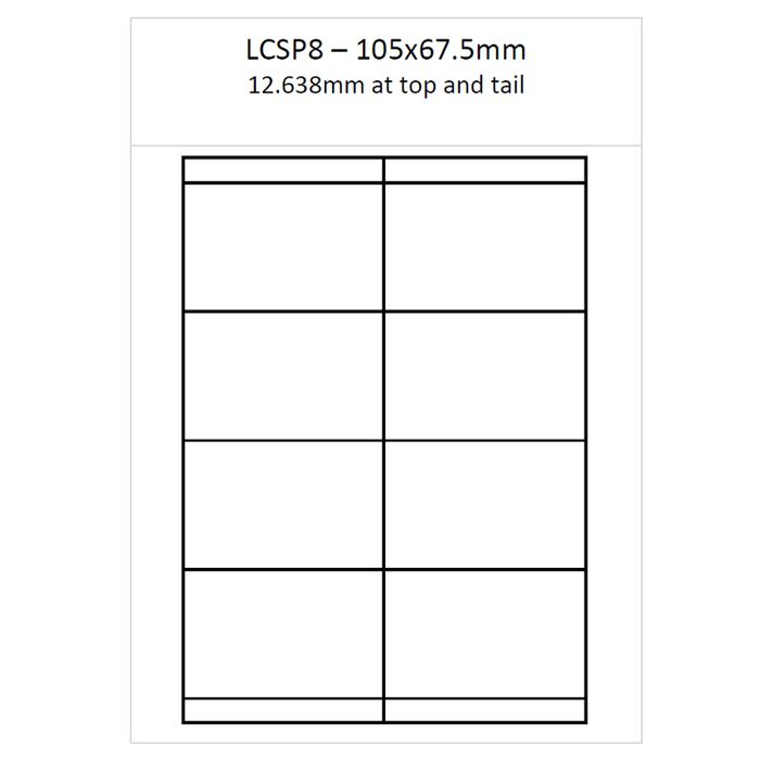 A4 Laser Matt Removable Adhesive Labels - 8 Per Sheet 250s (105x67.5mm)