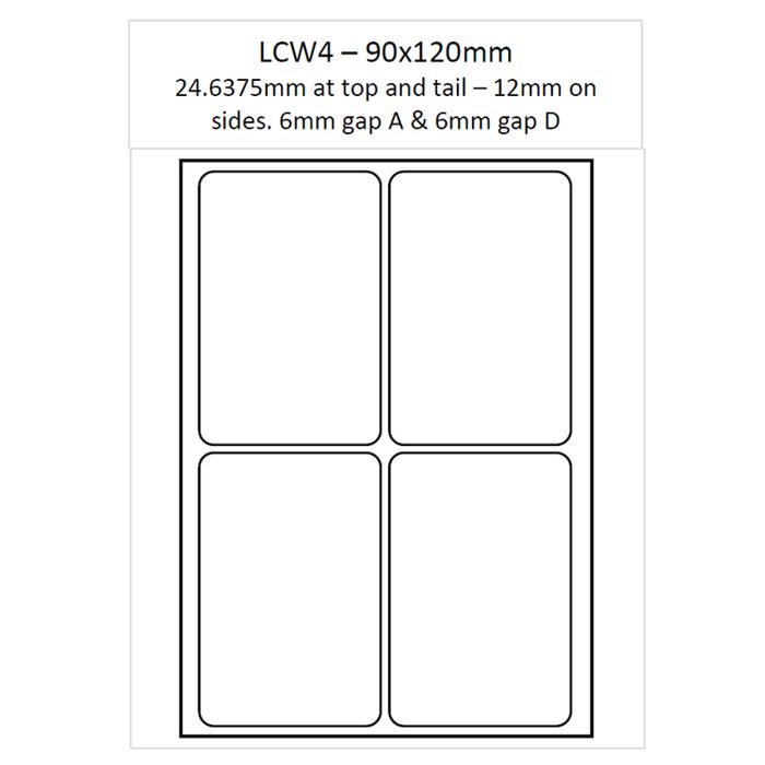 A4 Laser Sheet LCW4 Matt Permanent 250 per pack