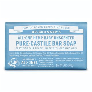 Dr Bronners Baby Unscented Castile Bar Soap 140g