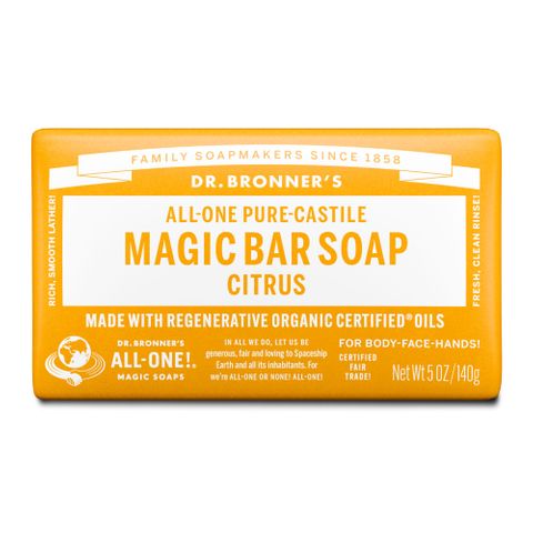 Dr Bronners Citrus ALL-ONE Pure-Castile Magic Bar Soap 140g