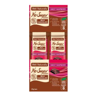 [] Well Naturally No Sugar Added Sweet Raspberry Milk Chocolate Bar - 16 x 45g (Refrigerated)