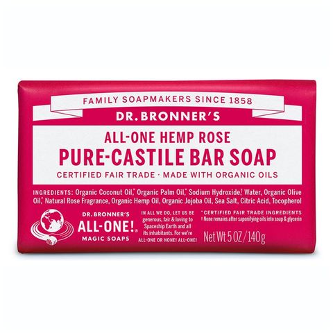 Dr Bronners Rose Pure Castile Bar Soap 140g