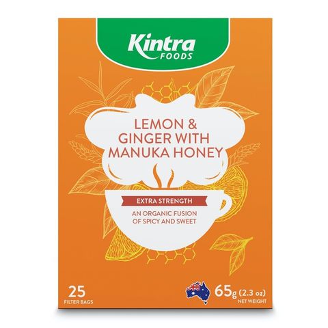 Kintra Lemon, Ginger with Manuka Honey Tea - 25 Tea Bags 65g