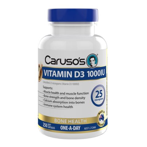 Carusos Natural Health Vitamin D3 1000IU 250 Capsules