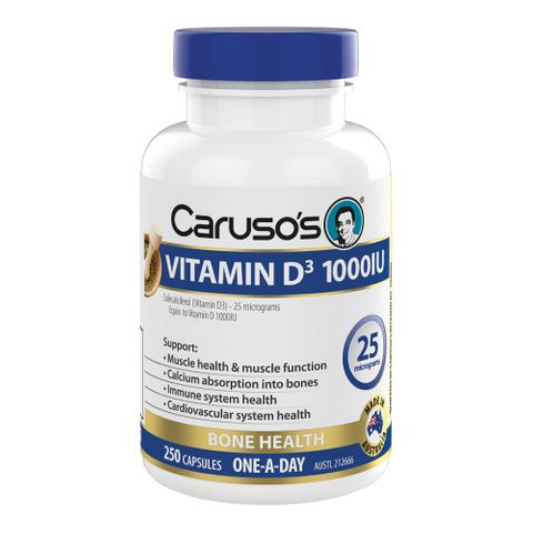 Carusos Natural Health Vitamin D3 1000IU 250 Capsules