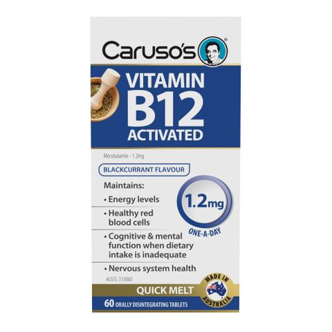 Carusos Natural Health Vitamin B12 Activated Melts 1.2mg - 60T