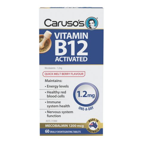 Carusos Natural Health Vitamin B12 Activated Melts 1.2mg - 60T