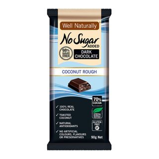 [] Well Naturally No Sugar Added Coconut Rough Chocolate Bar - 12 x 90g (Refrigerated)