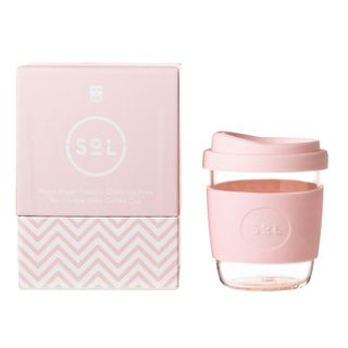 SoL Reusable Glass Coffee Cup (Perfect Pink) - 235ml (8oz)