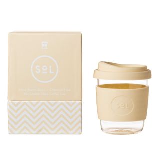 SoL Reusable Glass Coffee Cup (Coastal Cream) - 235ml (8oz)