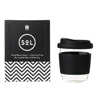 SoL Reusable Glass Coffee Cup (Basalt Black) - 235ml (8oz)