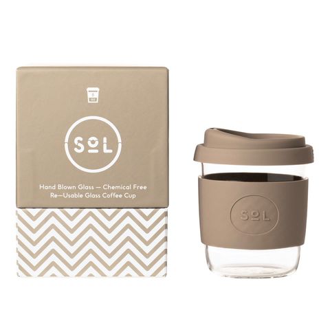 SoL Reusable Glass Coffee Cup (Seaside State) - 235ml (8oz)