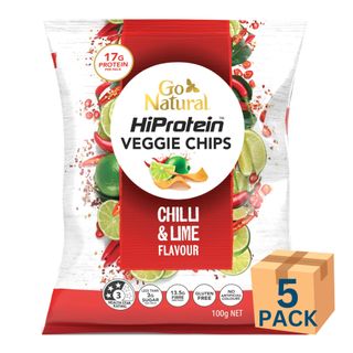 Go Natural HiProtein Veggie Chips Chilli & Lime 100g 5 Pack