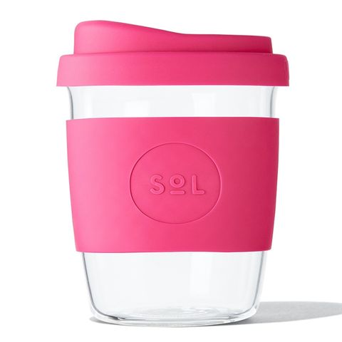 SoL Reusable Glass Coffee Cup (Peacock Pink) - 235ml (8oz)