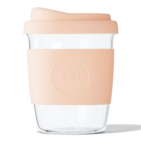 SoL Reusable Glass Coffee Cup (Paradise Peach) - 235ml (8oz)