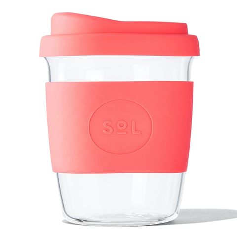 SoL Reusable Glass Coffee Cup (Tropical Coral) - 235ml (8oz)