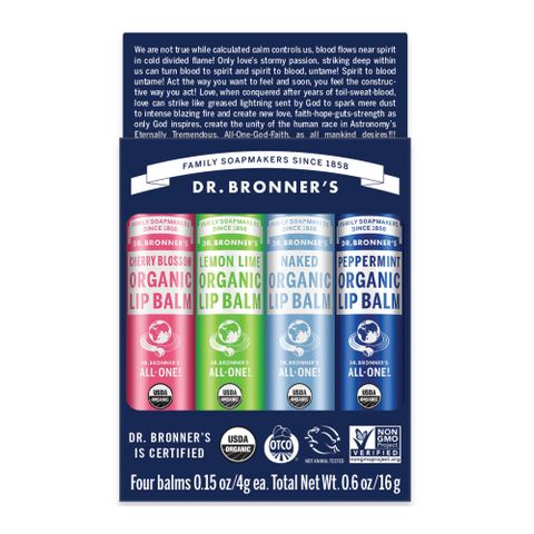 Dr Bronners Organic Lip Balm 4 Pack Gift Set