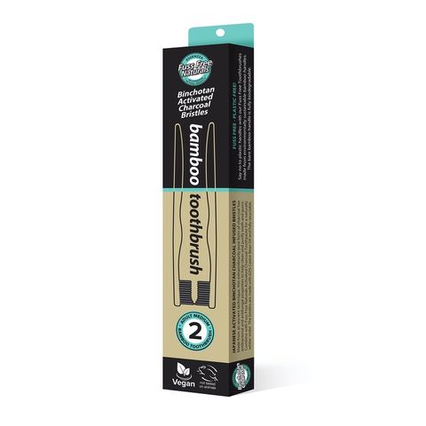 Fuss Free Activated Charcoal Toothbrush - 2 Pack Medium