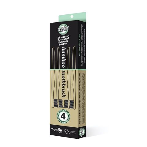 Fuss Free Activated Charcoal Toothbrush - 4 Pack Soft