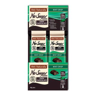 [] Well Naturally No Sugar Added Mint Crisp Dark Chocolate Bar - 16 x 45g (Refrigerated)