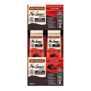 [] Well Naturally No Sugar Added Rich Dark Chocolate Bar - 16 x 45g (Refrigerated)