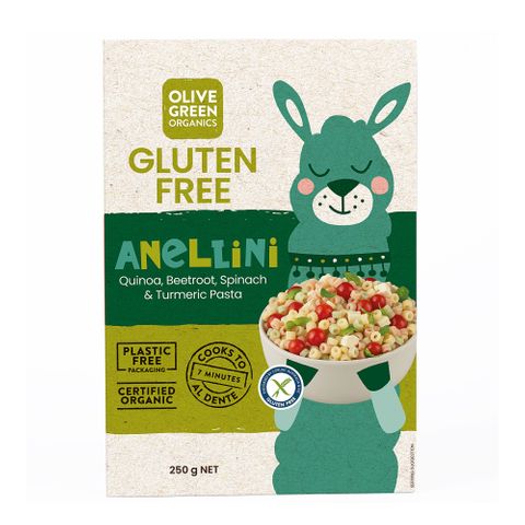 Olive Green Organics Baby Pasta Anellini Quinoa & Rice with Beetroot & Spinach 250g