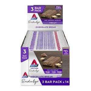 Atkins Endulge 3 Bar Chocolate Break 64g 14 Pack