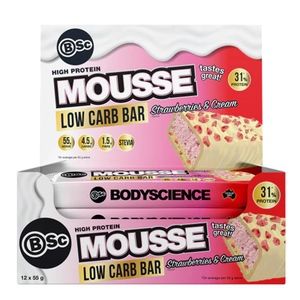 [] Body Science Protein Mousse Bar Strawberries 55g 12 Pack (Refrigerated)