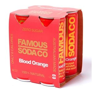 Famous Soda Co Can Blood Orange 250ml 4 Pack