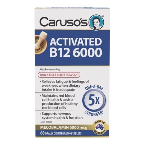 Carusos Natural Health Vitamin B12 Activated Melt 6000 60 Tablets