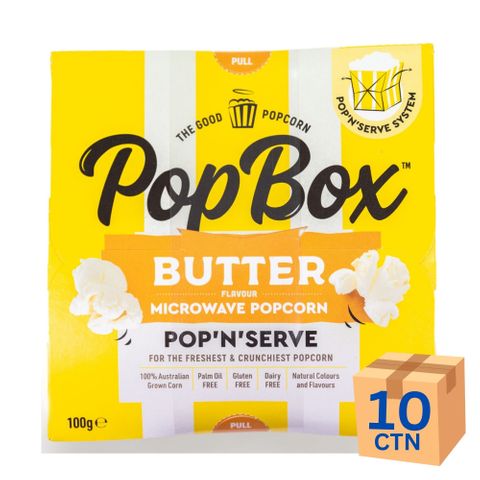 PopBox Popcorn Butter 100g 10 Pack SRT