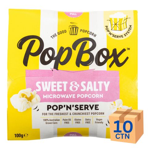 PopBox Popcorn Sweet & Salty 100g 10 Pack