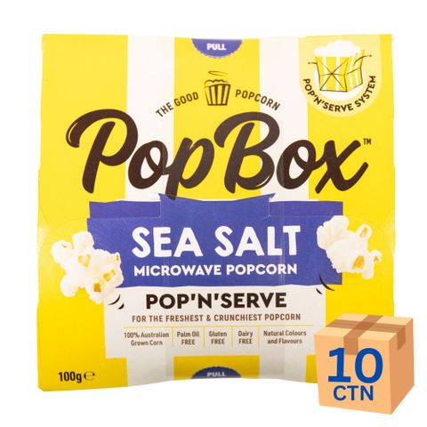 PopBox Popcorn Sea Salt 100g 10 Pack SRT