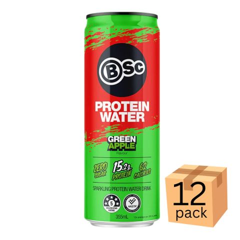 Body Science Protein Water Green Apple 355ml 12 Pack