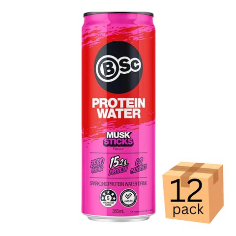 Body Science Protein Water Musk Sticks 355ml 12 Pack