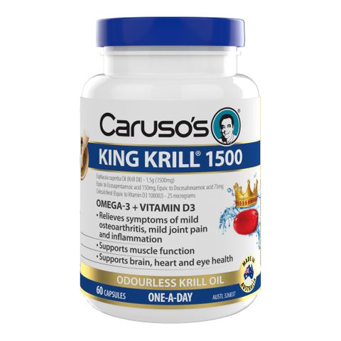 Carusos Natural Health King Krill 1500mg + Vitamin D 60 Capsules