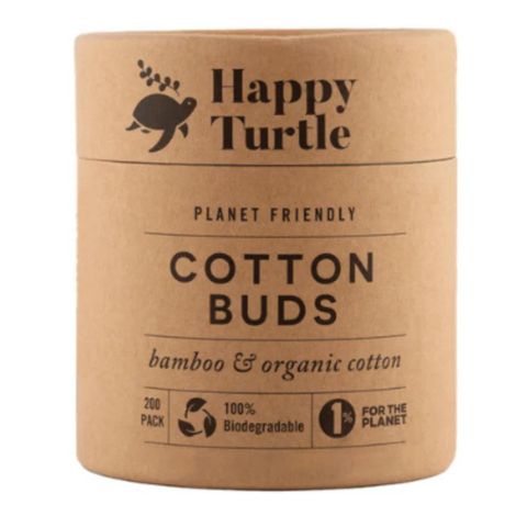 Happy Turtle Cotton Bamboo Buds 200 Pack Tub