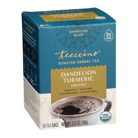 Teeccino Roasted Herbal Tea Organic Dandelion Turmeric 10 Teabags 60g