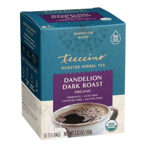 Teeccino Roasted Herbal Tea Organic Dandelion Dark Roast 10 Teabags 60g