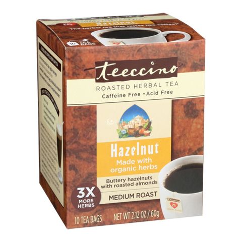 Teeccino Roasted Herbal Tea Hazelnut Medium Roast 10 Teabags 60g