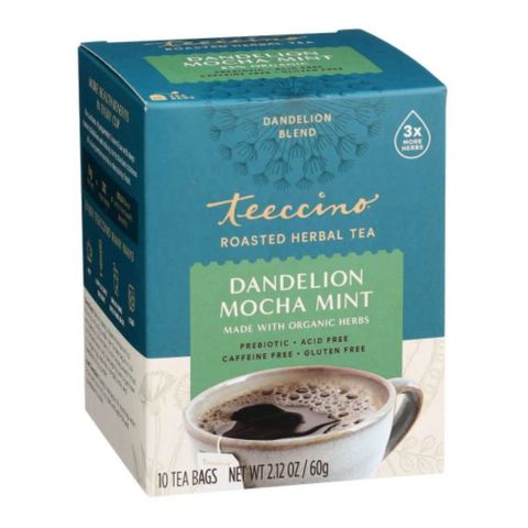 Teeccino Roasted Herbal Tea Organic Dandelion Mocha Mint 10 Teabags 60g