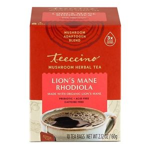 Teeccino Tea Lions Mane Rhodiola 10 Teabags