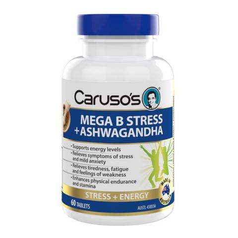 Carusos Natural Health Mega B Stress Ashwagandha 60T